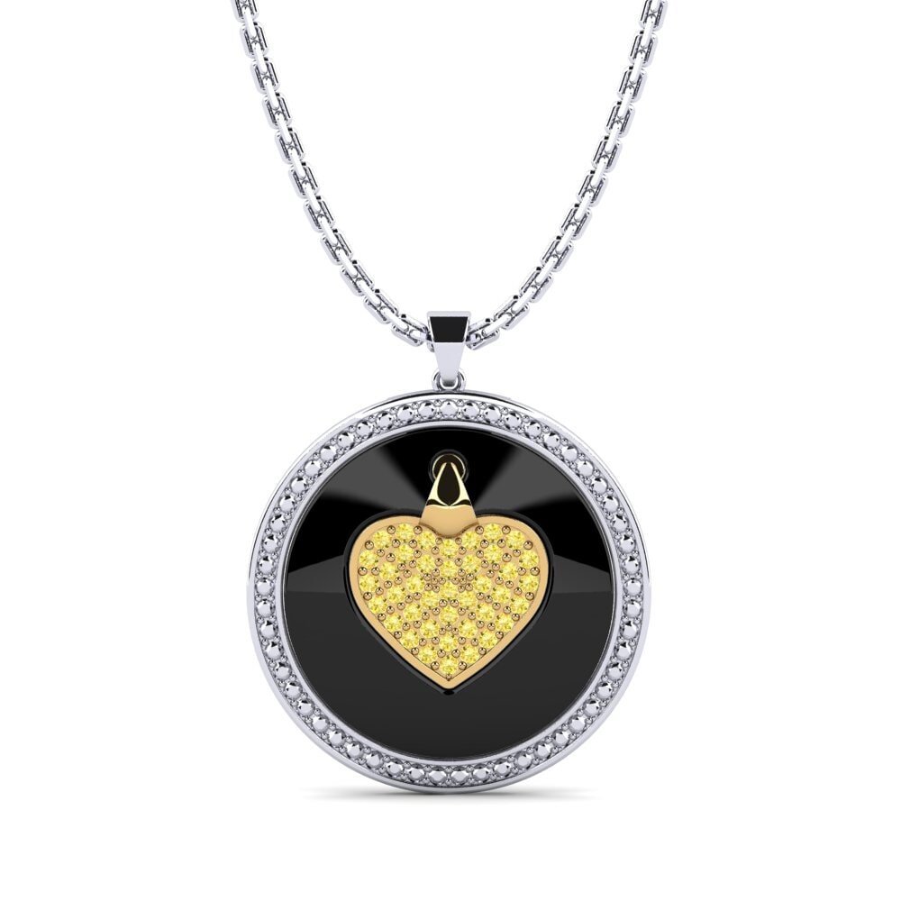 14ct White & Yellow Gold Yellow Sapphire Women's Pendant Doescher