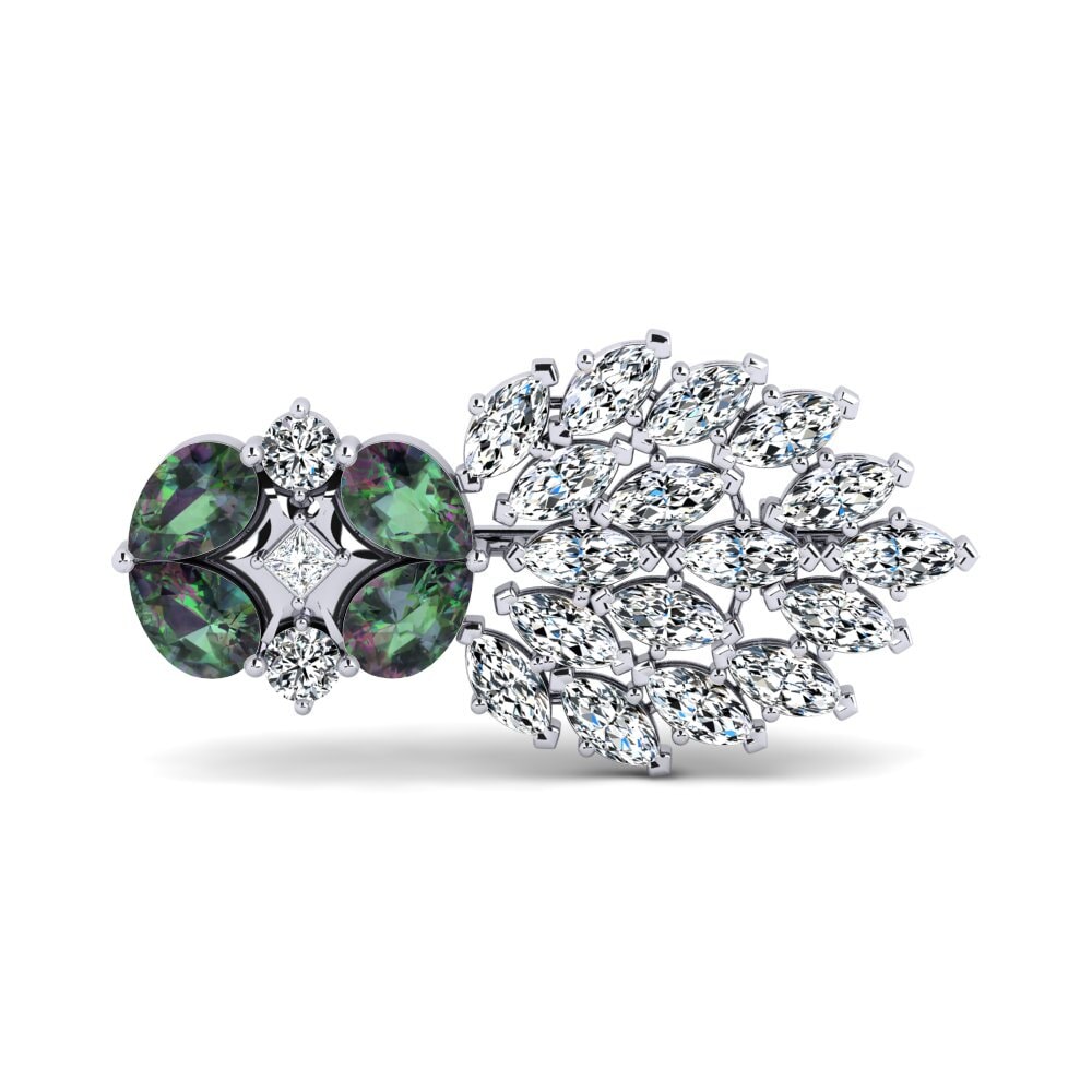 14ct White Gold Mystic Topaz Brooch Doleros