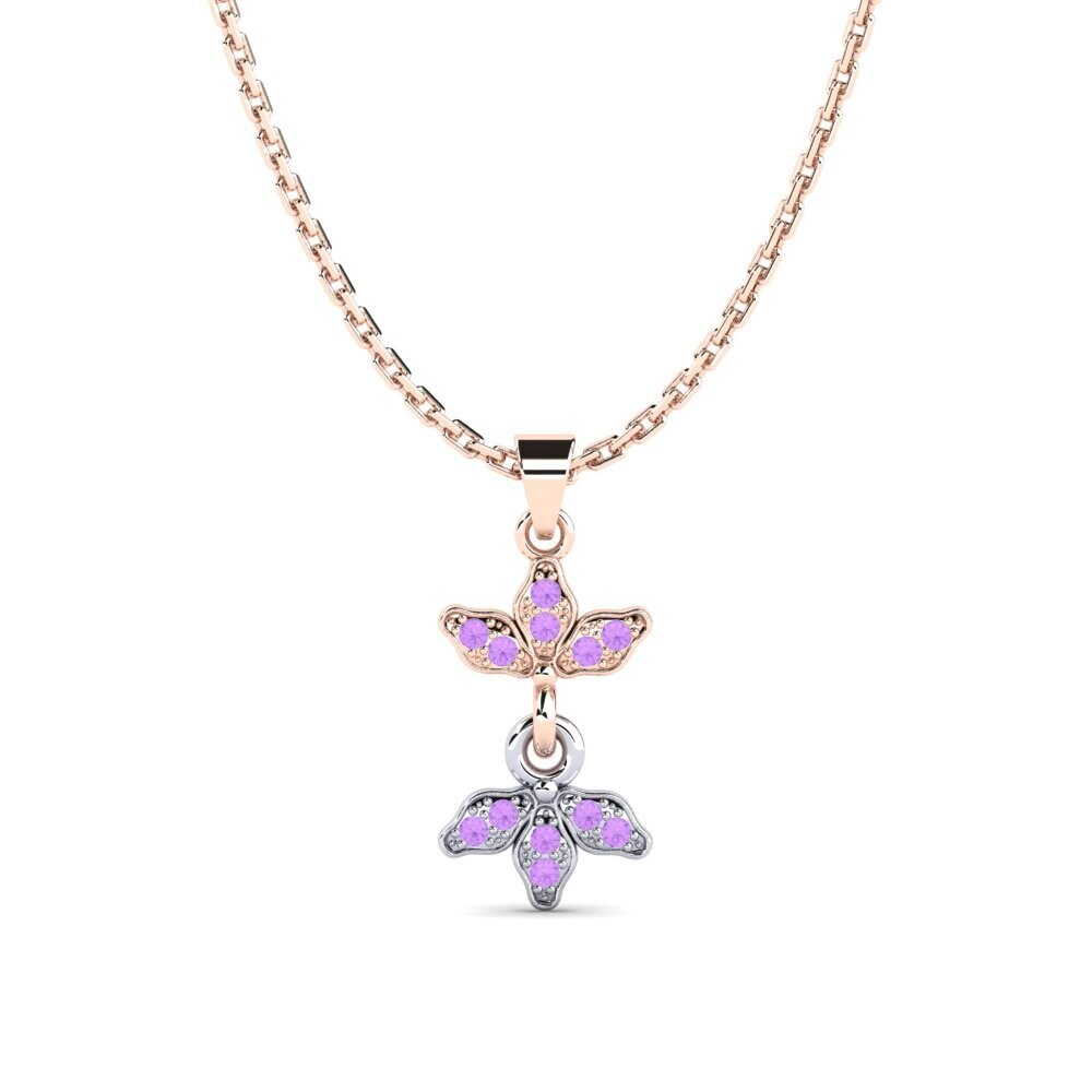 9k Oro Rosa & Blanco Amatista Colgante de Mujer Dollfuss
