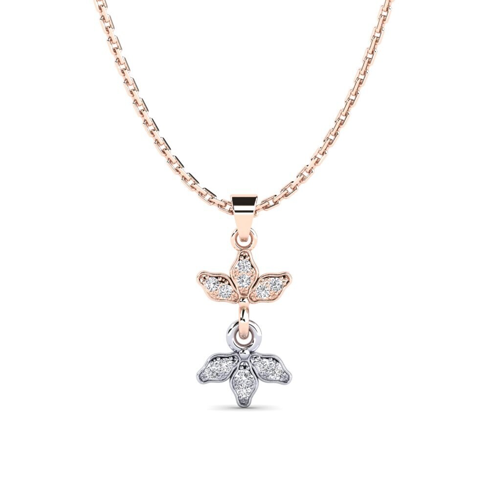 9k Oro Rosa & Blanco Diamante Colgante de Mujer Dollfuss