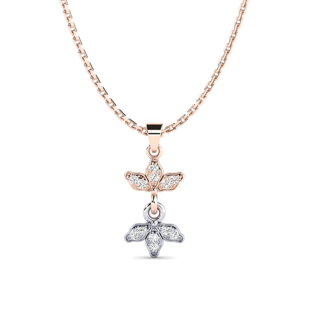 18k Oro Rosa & Blanco Moissanita Colgante de Mujer Dollfuss