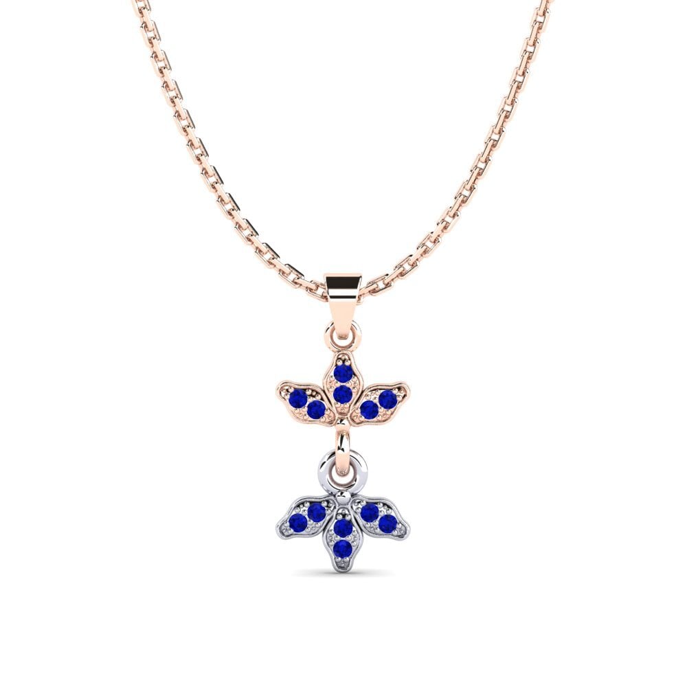 9k Oro Rosa & Blanco Zafiro Colgante de Mujer Dollfuss