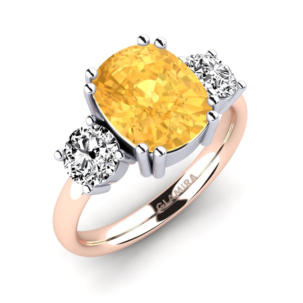 18k Oro Blanco & Rosa Citrino Anillo Domela