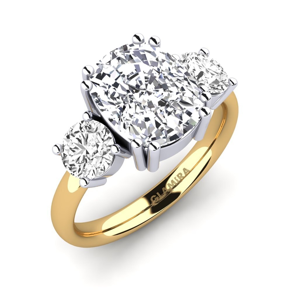 14k Oro Blanco & Amarillo Anillo Domela