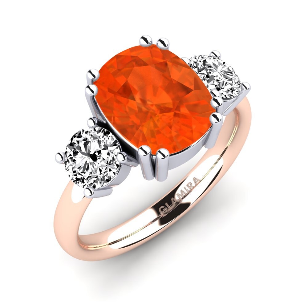 18k Oro Blanco & Rosa Ópalo Fuego Anillo Domela