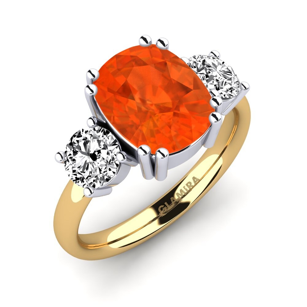 18ct White / Yellow Gold Fire-Opal Ring Domela