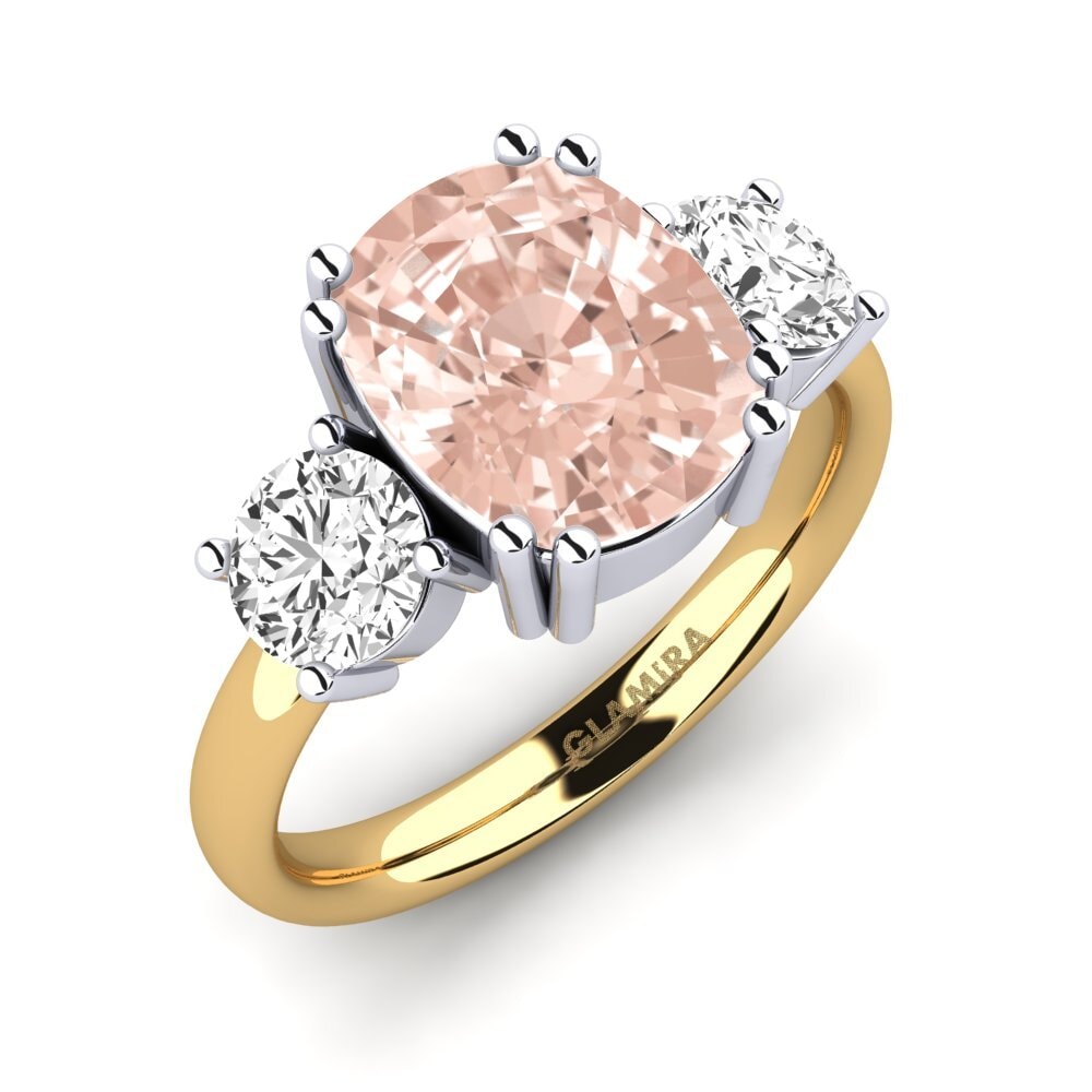 14k Oro Blanco & Amarillo Anillo Domela