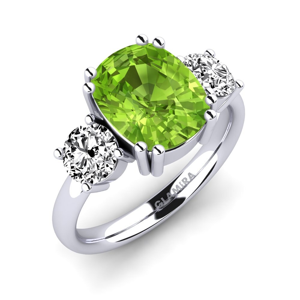 Ouro Branco 18K peridot Anel Domela