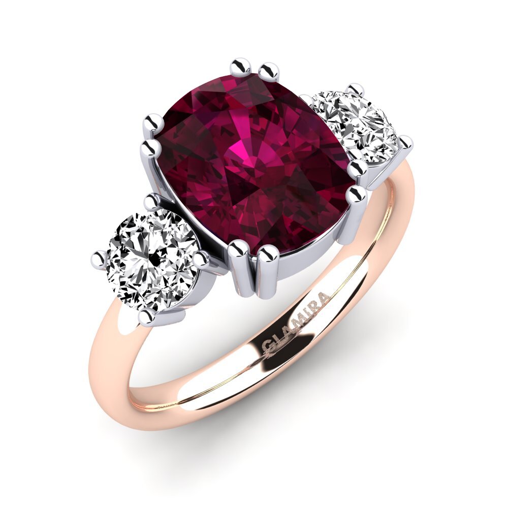 18ct White / Rose Gold Rhodolite Garnet Ring Domela