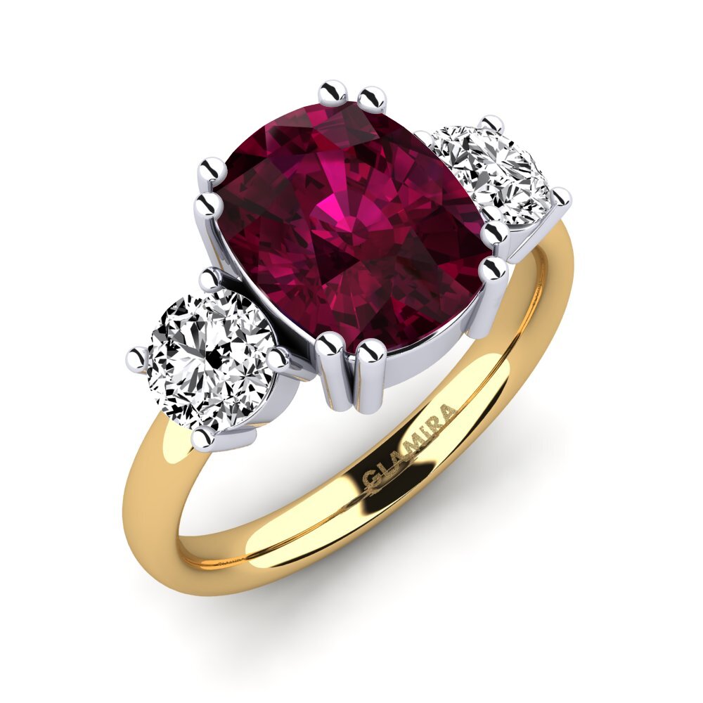 18ct White / Yellow Gold Rhodolite Garnet Ring Domela