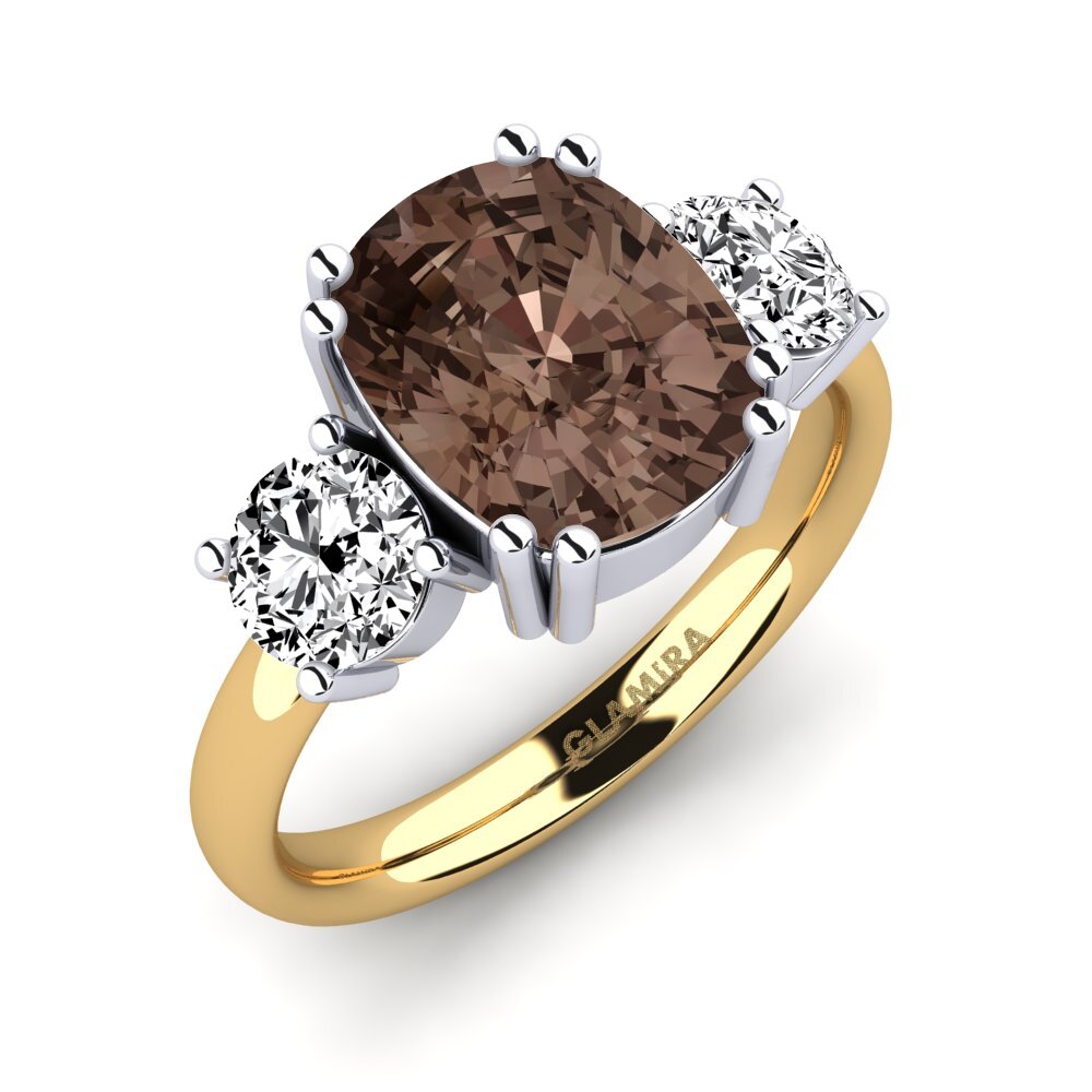 18ct White / Yellow Gold Smoky Quartz Ring Domela