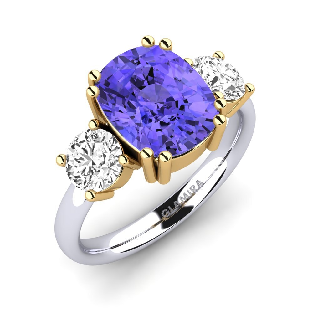 9k Oro Amarillo & Blanco Anillo Domela
