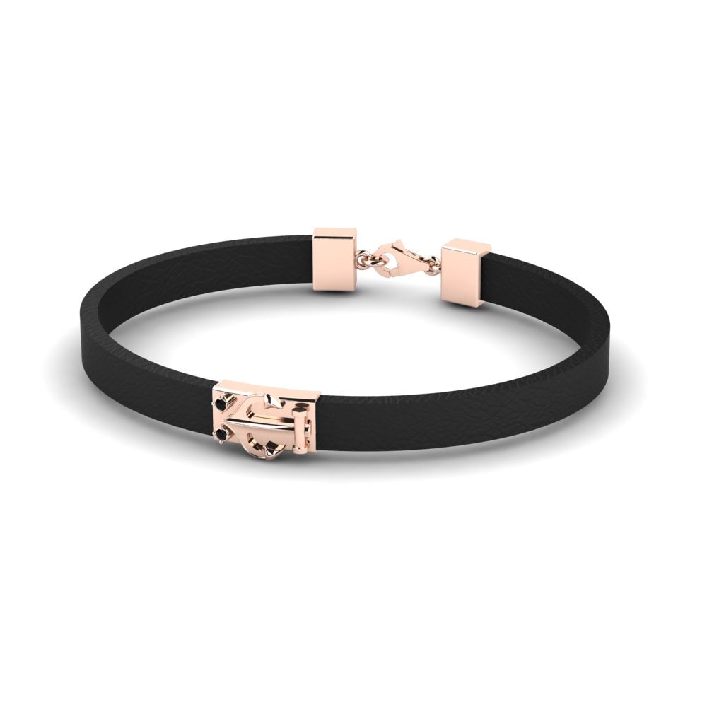 9ct Rose Gold Black Diamond Men's Bracelet Domenic