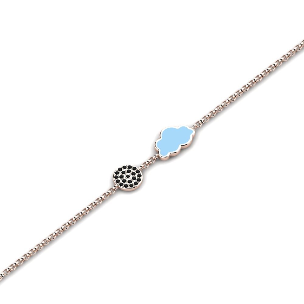 9k Oro Rosa Diamante Negro Pulsera para Niño Dominik