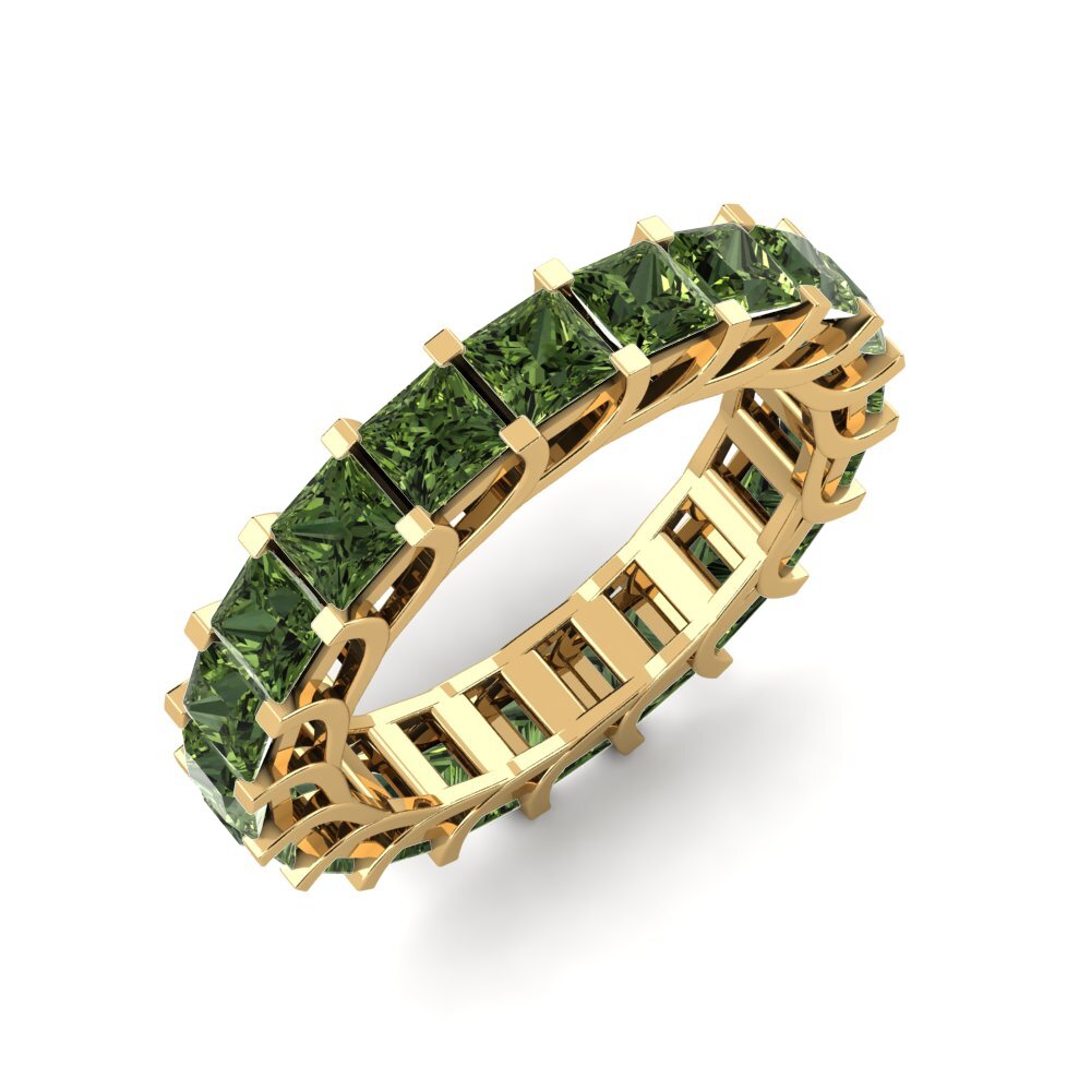Or Jaune 14k Saphir vert Bague Domonique
