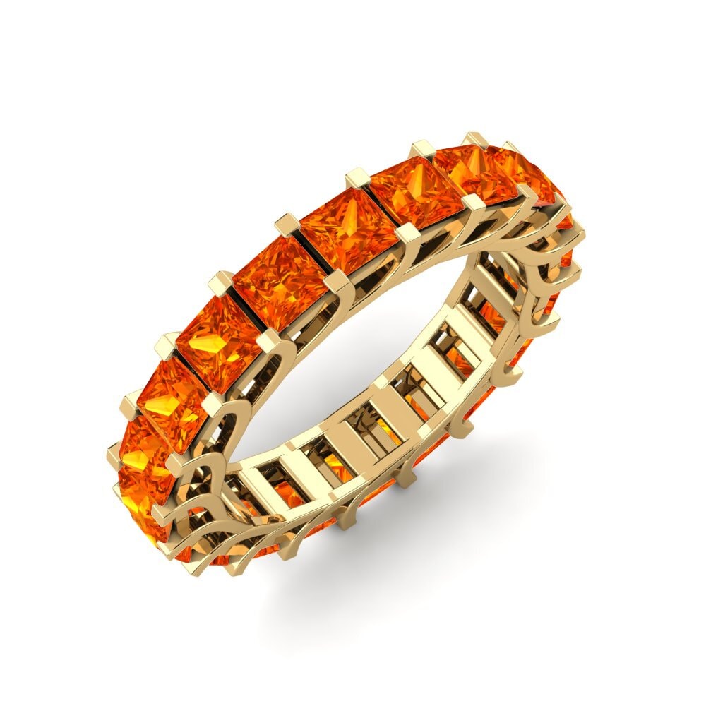 Or Jaune 14k Saphir orange Bague Domonique