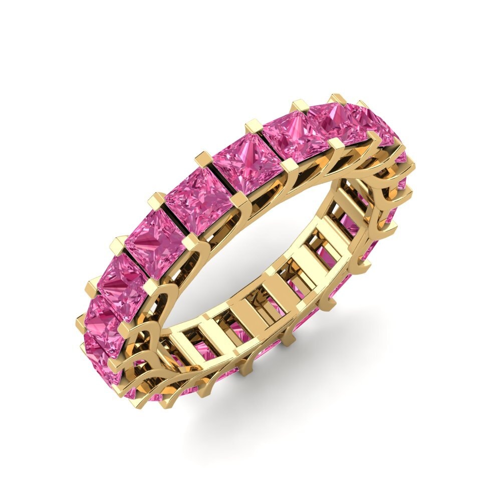 Or Jaune 14k Tourmaline Rose Bague Domonique