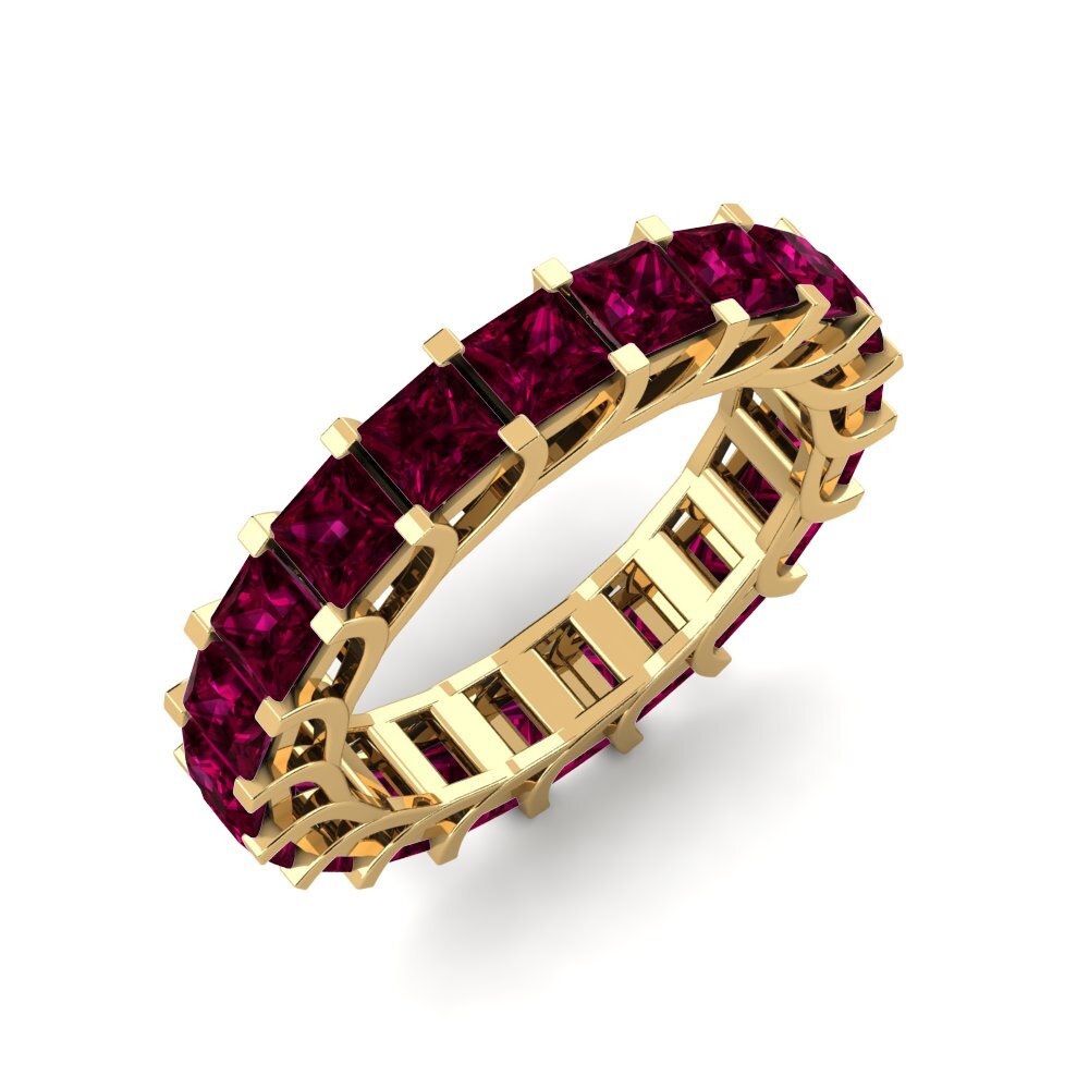 Or Jaune 14k Grenat de Rhodolite Bague Domonique