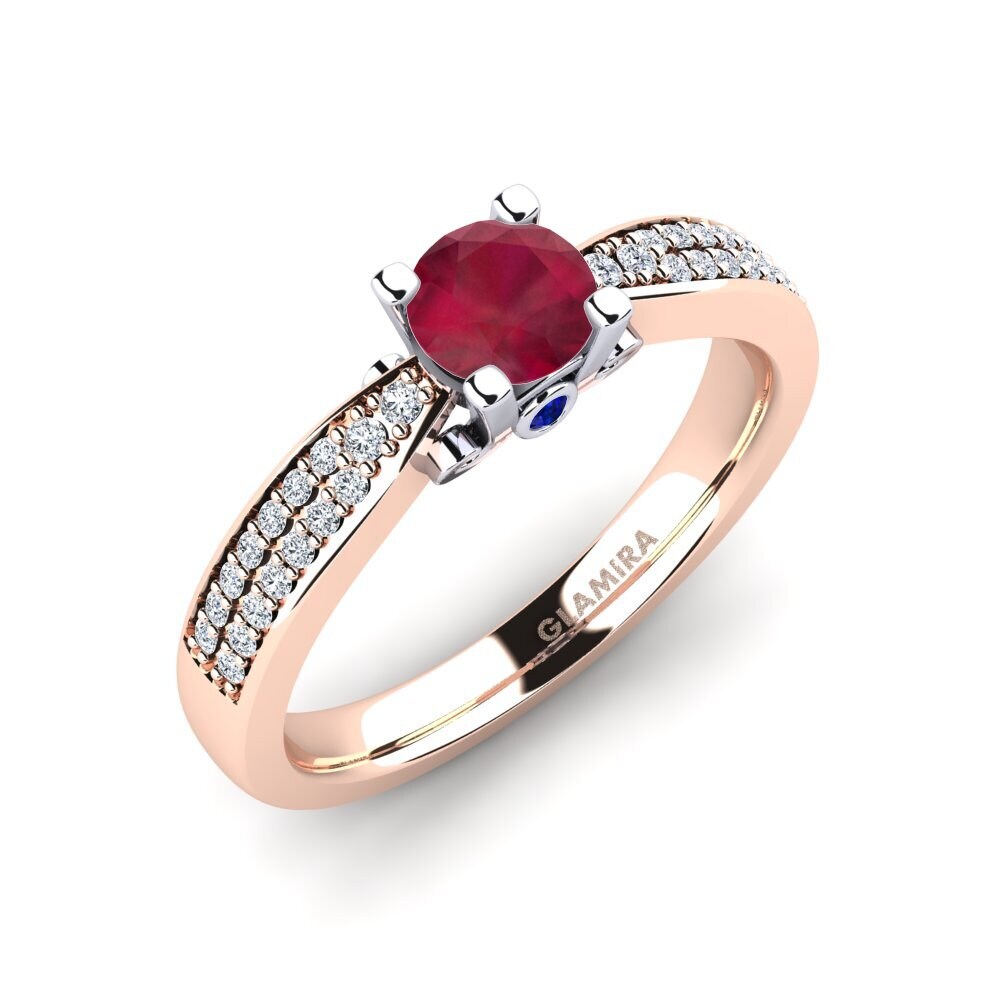 Bague Or 18 Carats Avec Rubis Et Diamants - Taille 53, Occasion En Or Jaune