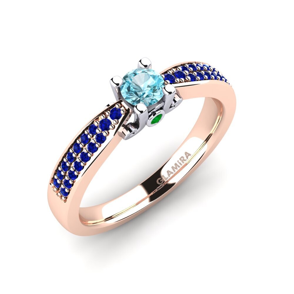 14k Oro Rosa & Blanco Circón Azul Anillo de compromiso Donielle 0.25 crt