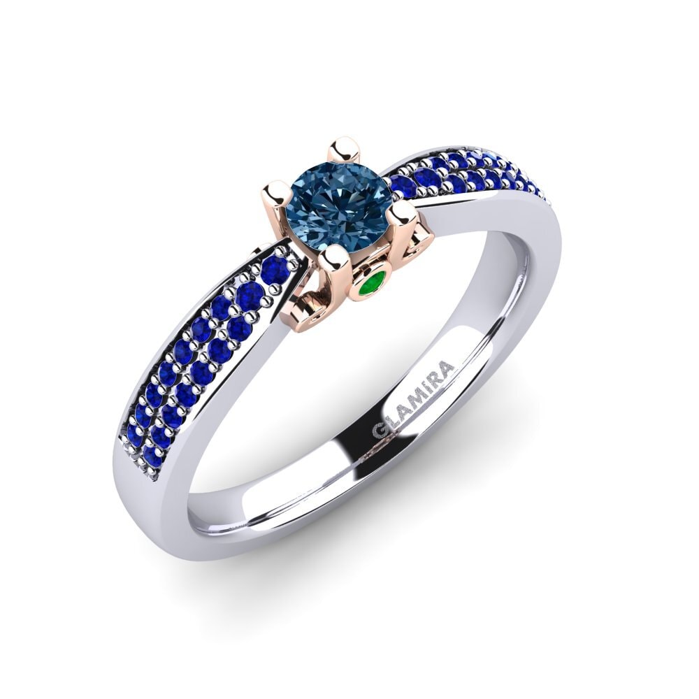 14K Wit & Rood Goud Blauwe Diamant Verlovingsring Donielle 0.25 crt