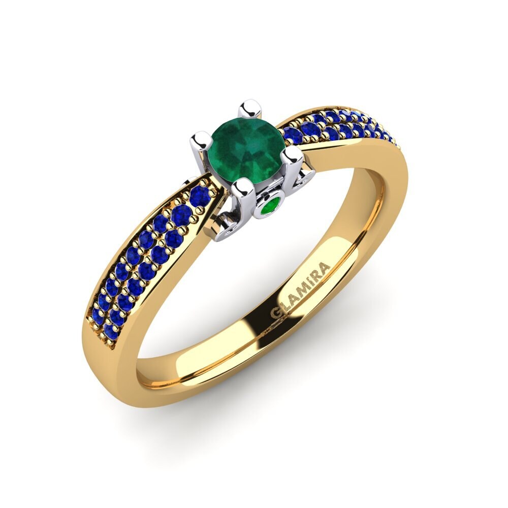 14K Geel & Wit Goud Smaragd Verlovingsring Donielle 0.25 crt