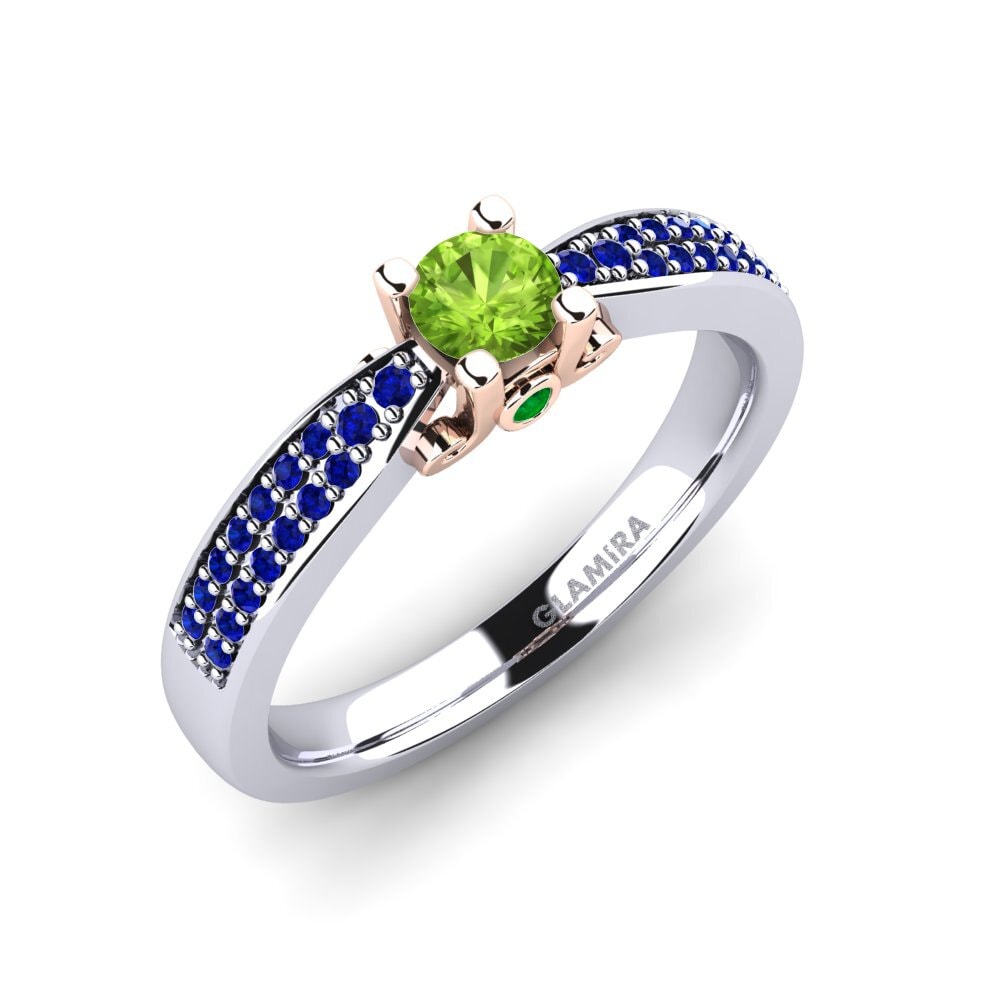 14K Wit & Rood Goud Peridoot Verlovingsring Donielle 0.25 crt