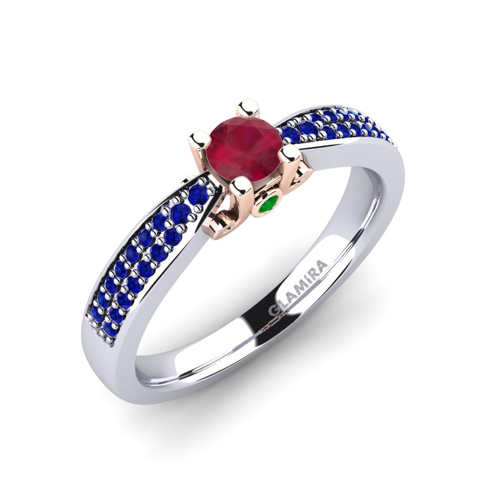 14K Wit & Rood Goud Robijn Verlovingsring Donielle 0.25 crt