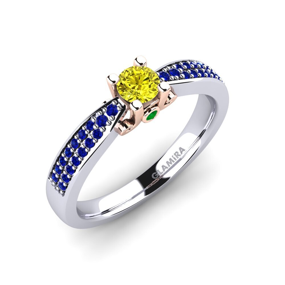 14K Wit & Rood Goud Gele Diamant Verlovingsring Donielle 0.25 crt
