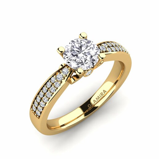 Ring Donielle 0.8 crt 585 Yellow Gold & Diamond & Swarovski Crystal