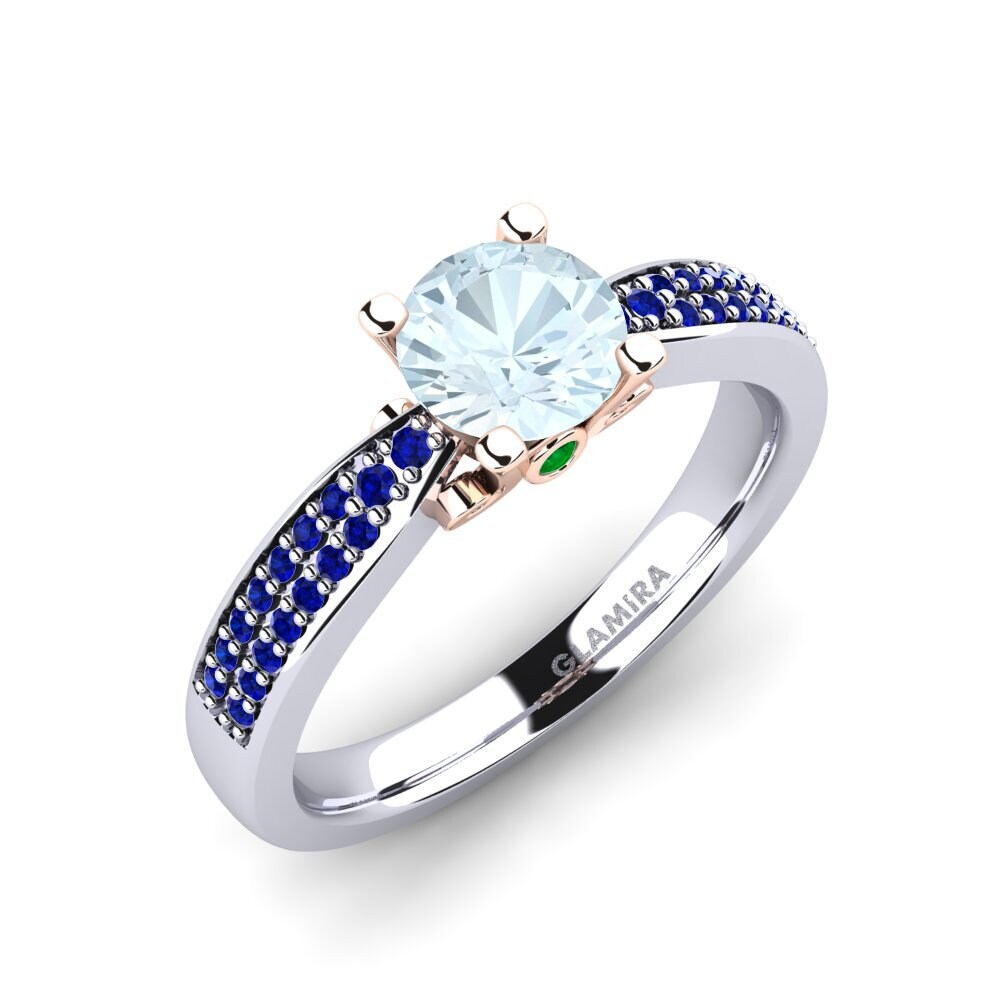 14K Wit & Rood Goud Aquamarijn Verlovingsring Donielle 0.8 crt