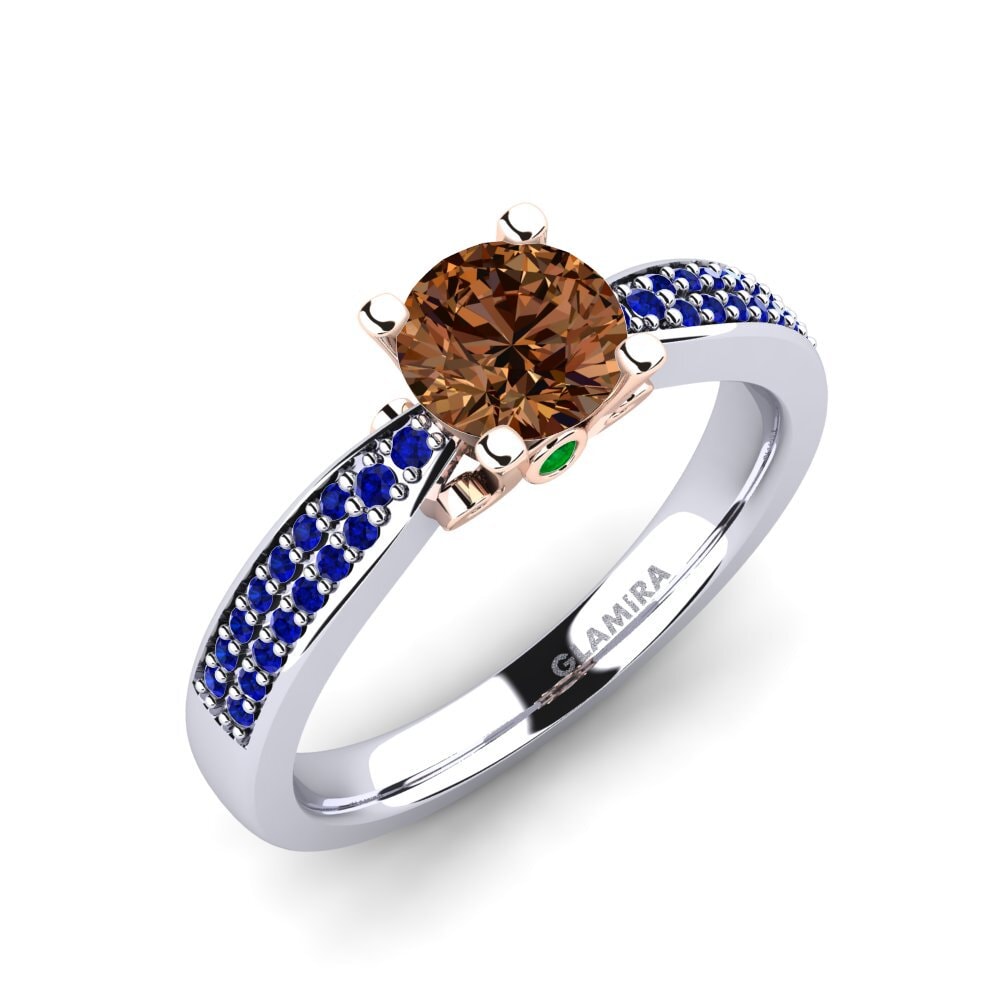 18K White & Rose Gold Brown Diamond Engagement Ring Donielle 0.8 crt