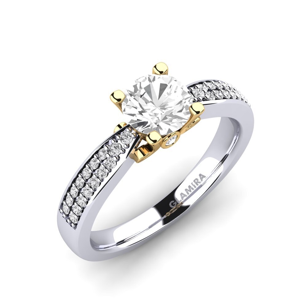 14ct White / Yellow Gold White sapphire Engagement Ring Donielle 0.8 crt
