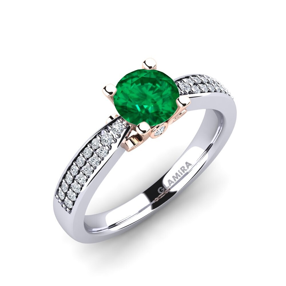 14ct White / Rose Gold Emerald (Lab Created) Engagement Ring Donielle 0.8 crt