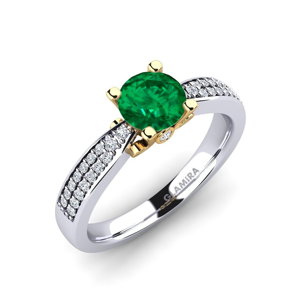 14ct White / Yellow Gold Emerald (Lab Created) Engagement Ring Donielle 0.8 crt