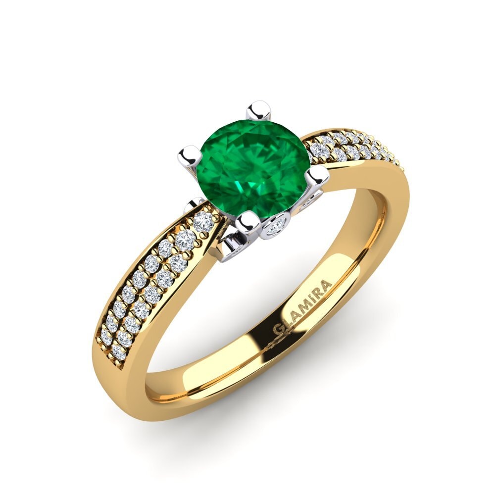 14ct Yellow / White Gold Emerald (Lab Created) Engagement Ring Donielle 0.8 crt