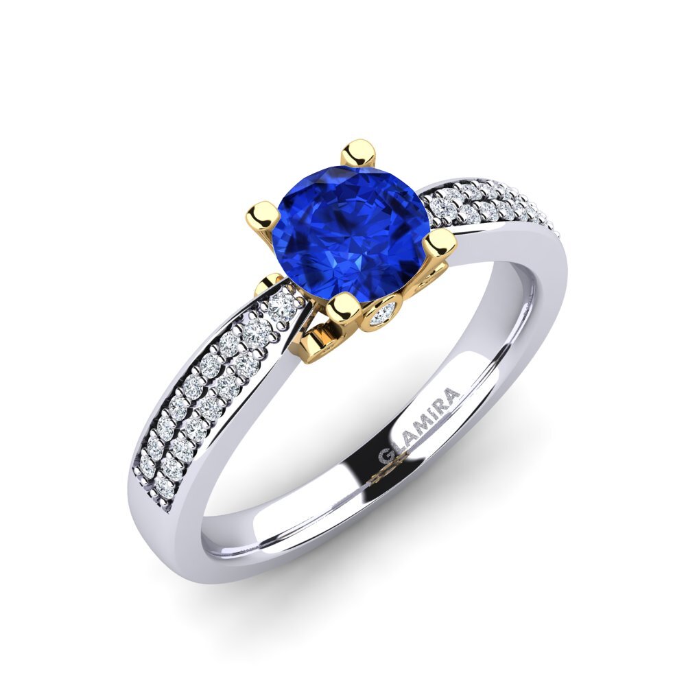 14ct White / Yellow Gold Sapphire (Lab Created) Engagement Ring Donielle 0.8 crt