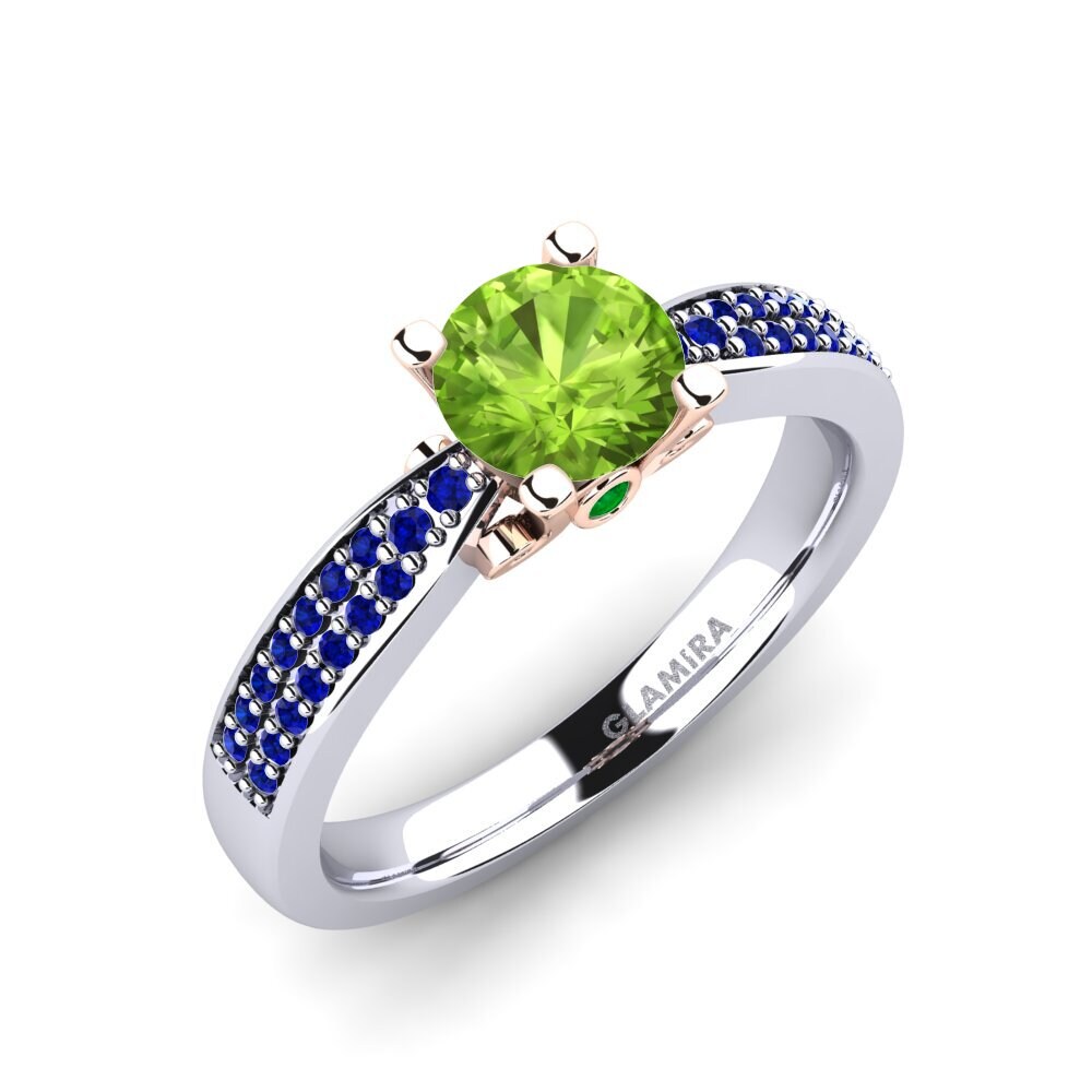 14K Wit & Rood Goud Peridoot Verlovingsring Donielle 0.8 crt