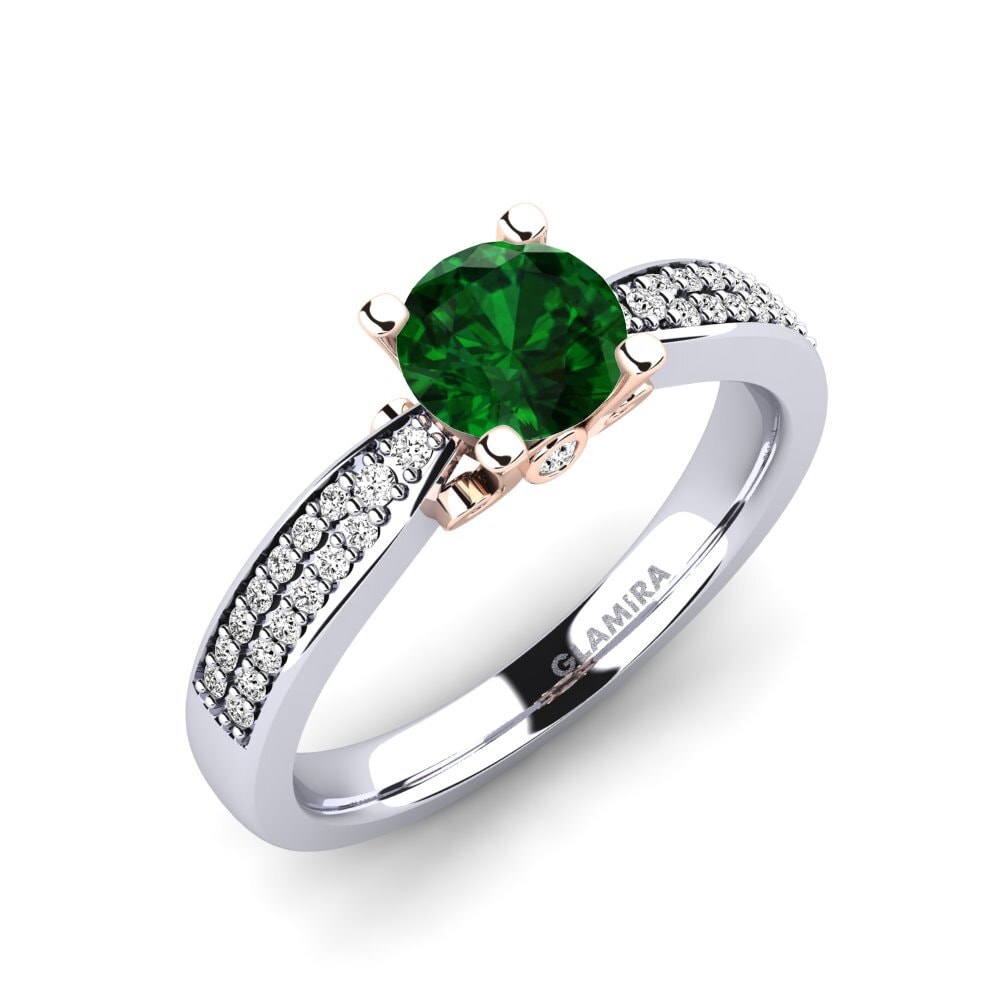 14ct White / Rose Gold Tsavorite Engagement Ring Donielle 0.8 crt