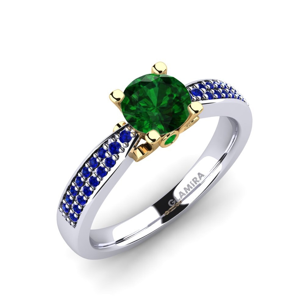 14K Wit & Geel Goud Tsavorite Verlovingsring Donielle 0.8 crt
