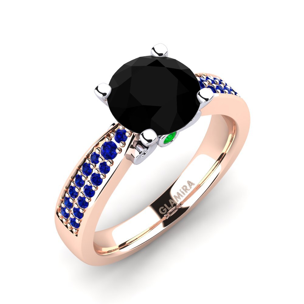 14K Rood & Wit Goud Zwarte Diamant Verlovingsring Donielle 2.0 crt