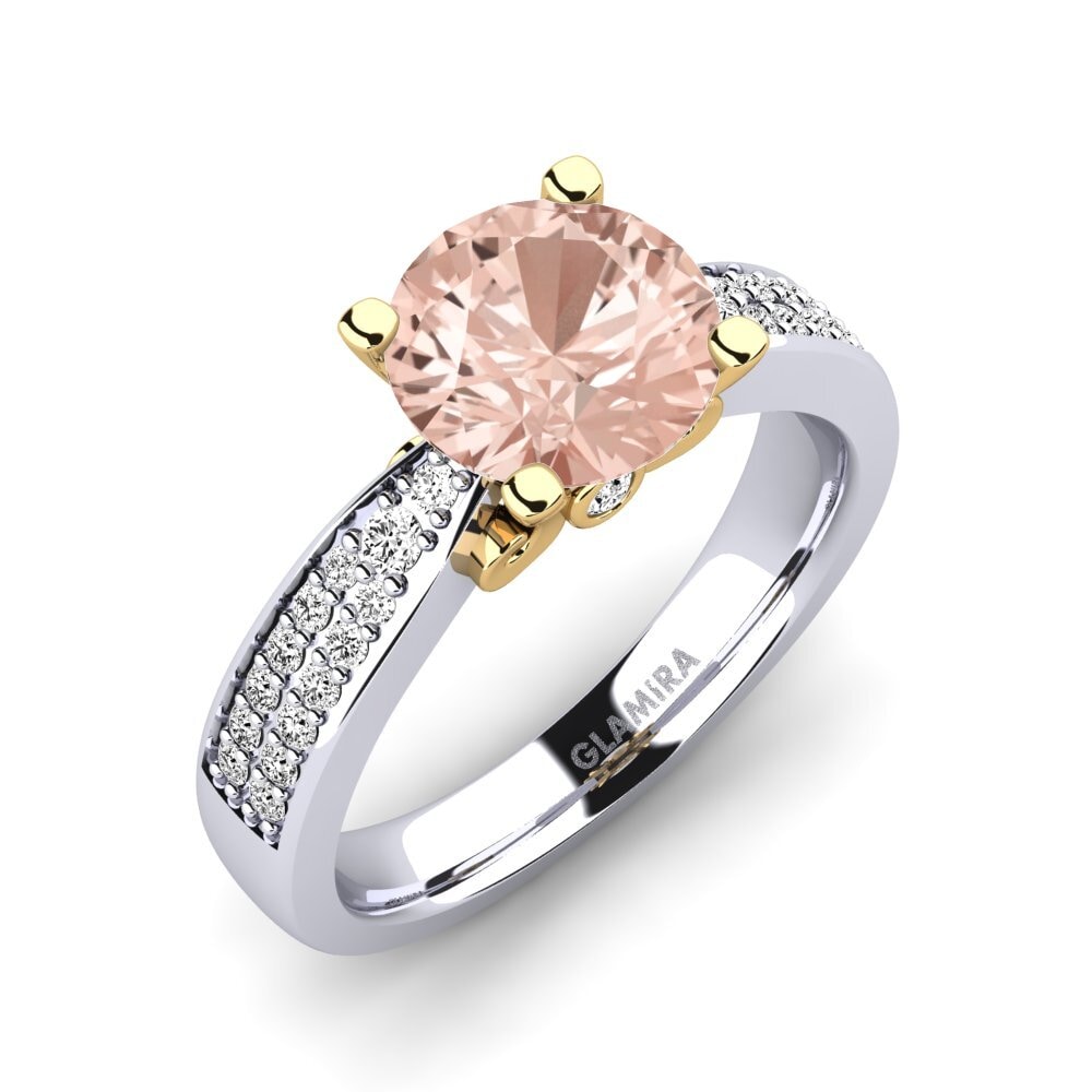14ct White / Yellow Gold Morganite Engagement Ring Donielle 2.0 crt