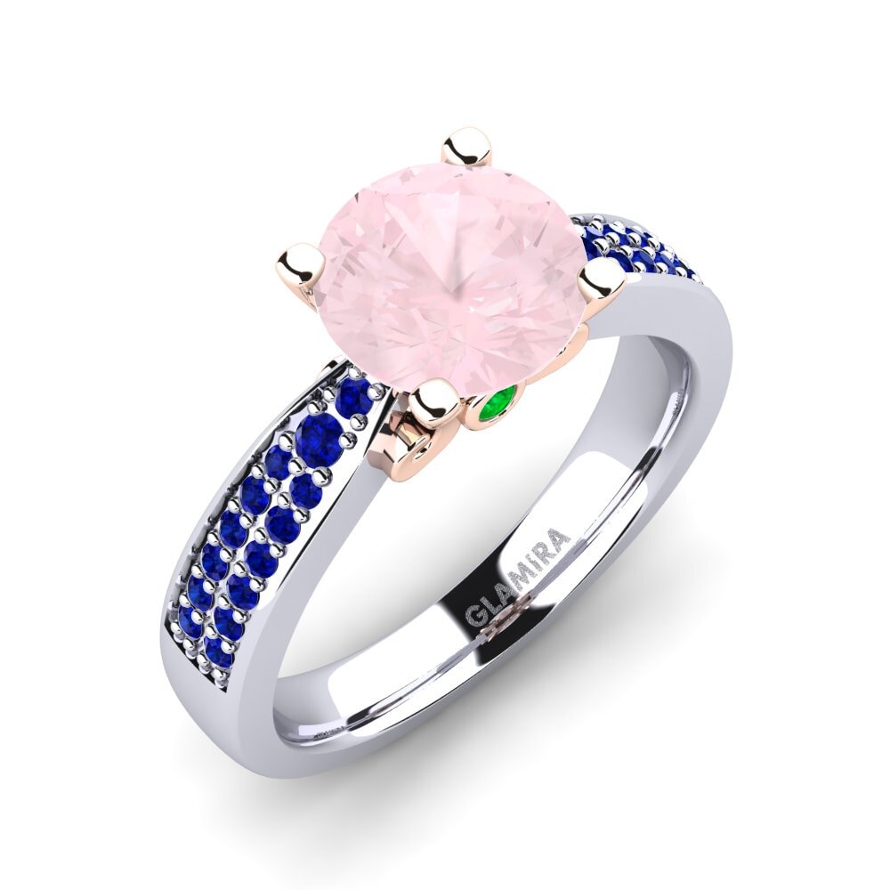 18K White & Rose Gold Rose Quartz Engagement Ring Donielle 2.0 crt