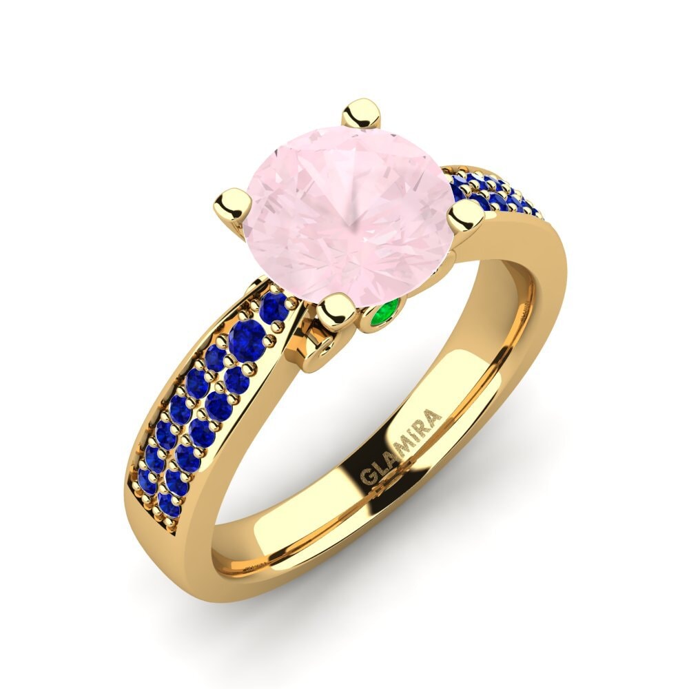 18K Yellow Gold Rose Quartz Engagement Ring Donielle 2.0 crt