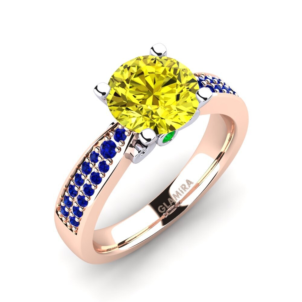 14K Rood & Wit Goud Gele Diamant Verlovingsring Donielle 2.0 crt