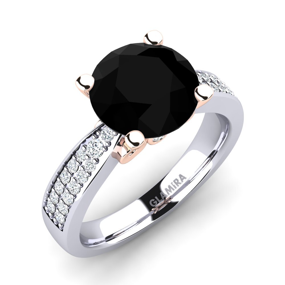 9ct White & Rose Gold Black Onyx Engagement Ring Donielle 3.0 crt