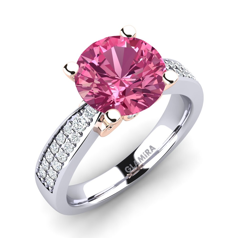 14ct White & Rose Gold Pink Tourmaline Engagement Ring Donielle 3.0 crt