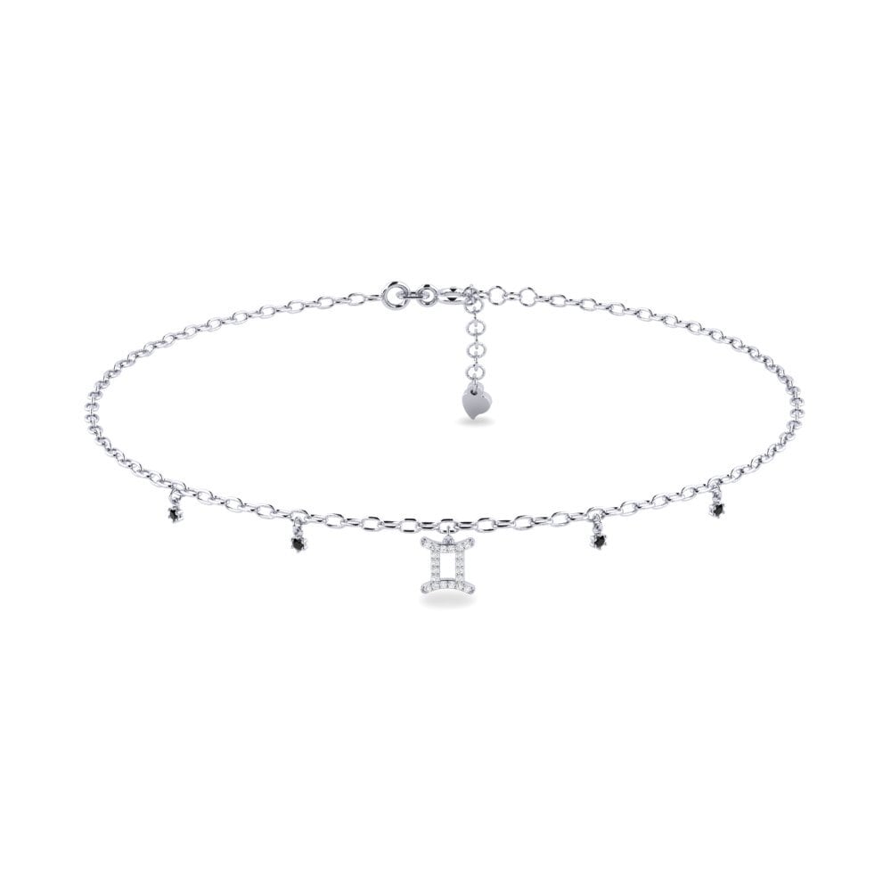 18ct White Gold Black Onyx Women's Anklet Dor - Gemini