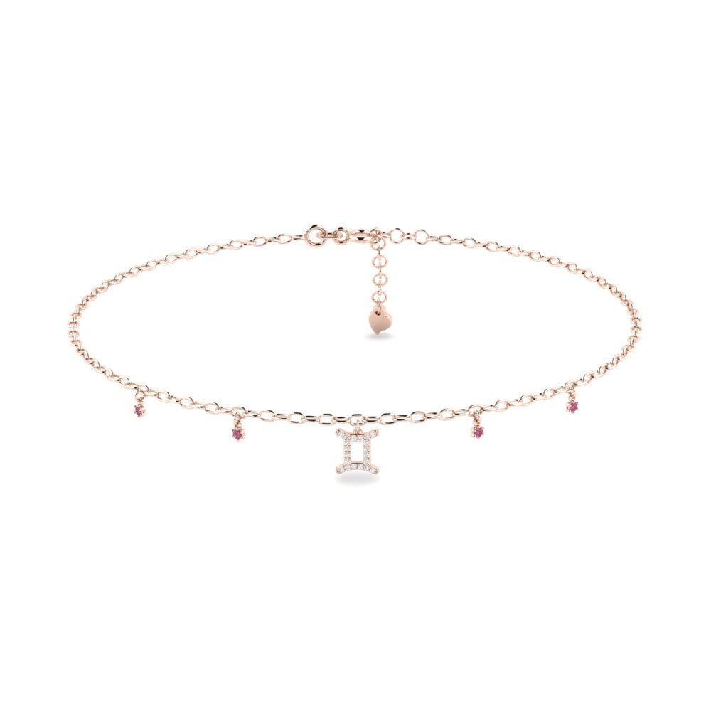 9ct Rose Gold Rhodolite Garnet Women's Anklet Dor - Gemini