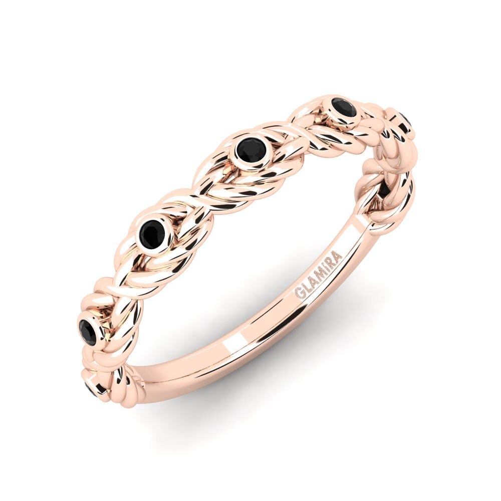 Or rose 14k Diamant Noir Bague Dored